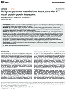Malignant Peritoneal Mesothelioma Interactome with 417 Novel ProteinProtein Interactions