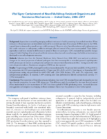 Vital Signs Containment of Novel MultidrugResistant Organisms and Resistance Mechanisms  United States 20062017