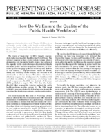 How Do We Ensure the Quality of the Public Health Workforce