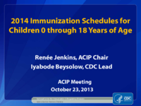 2014 immunization schedules for children 0 through 18 years of age
