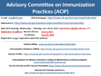 Advisory Committee on Immunization Practices ACIP February26 2015  welcome  introductions