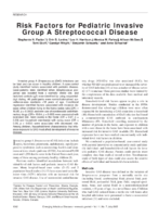 Risk Factors for Pediatric Invasive Group A Streptococcal Disease