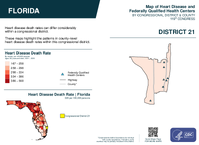 FL Congressional District 21 Heart Disease and Federally Qualified Health Centers Map 119th Congress