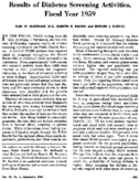 Results of diabetes screening activities fiscal year 1959