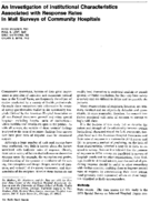 An Investigation Of Institutional Characteristics Associated With Response Rates In Mail Surveys Of Community Hospitals