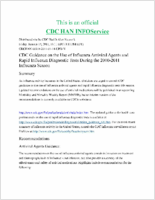 CDC Guidance on the Use of Influenza Antiviral Agents and Rapid Influenza Diagnostic Tests During the 20102011 Influenza Season Friday January 14 2011 1611 EDT 411 PM EDT