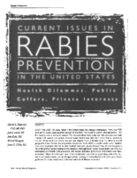 Current issues in rabies prevention in the United States health dilemmas Public coffers private interests