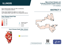 IL Congressional District 04 Heart Disease and Federally Qualified Health Centers Map 119th Congress