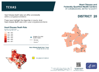 TX Congressional District 20 Heart Disease and Federally Qualified Health Centers Map 118th Congress