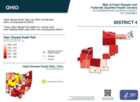OH Congressional District 04 Heart Disease and Federally Qualified Health Centers Map 119th Congress