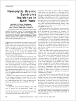 Hemolytic Uremic Syndrome Incidence in New York1