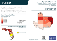 FL Congressional District 17 Heart Disease and Federally Qualified Health Centers Map 119th Congress