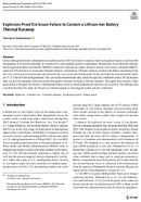 ExplosionProof Enclosure Failure to Contain a LithiumIon Battery Thermal Runaway