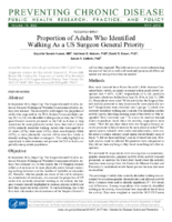 Proportion of Adults Who Identified Walking As a US Surgeon General Priority