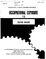 Criteria for a Recommended Standard Occupational Exposure to Sulfur Dioxide 1974