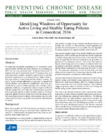 Identifying Windows of Opportunity for Active Living and Healthy Eating Policies in Connecticut 2016
