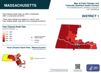 MA Congressional District 01 Heart Disease and Federally Qualified Health Centers Map 119th Congress