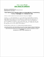 Final Test Results for Bacillus anthracis at Anacostia Naval Postal Sorting Facility in Washington DC Metropolitan Area Saturday November 08 2003 2047 EST 847 PM EST