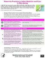 Maternity Practices in Infant Nutrition and Care mPINC in New Jersey 2010