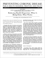 Reducing Health Disparities What Is Being Done What Works