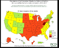 Prevalence of self reported obesity by state and territory Behavioral Risk Factor Surveillance System 20152017