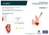 IL Congressional District 01 Heart Disease and Federally Qualified Health Centers Map 118th Congress