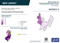 NJ Congressional District 09 Stroke and Federally Qualified Health Centers Map 119th Congress