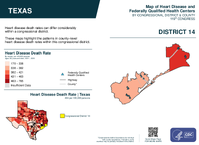 TX Congressional District 14 Heart Disease and Federally Qualified Health Centers Map 119th Congress