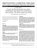Testing the Recommendations of the Washington State Nutrition and Physical Activity Plan The Moses Lake Case Study