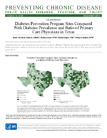Diabetes Prevention Program Sites Compared With Diabetes Prevalence and Ratio of Primary Care Physicians in Texas