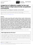 Comparison of Calibration Models for LowCost PM25 Sensors in HighConcentration Occupational Environments