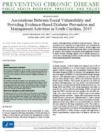 Associations Between Social Vulnerability and Providing EvidenceBased Diabetes Prevention and Management Activities in South Carolina 2019