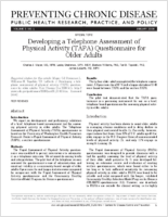 Developing a Telephone Assessment of Physical Activity TAPA Questionnaire for Older Adults
