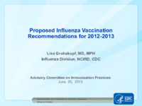Proposed influenza vaccination recommendations for 20122013