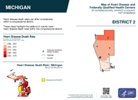 MI Congressional District 02 Heart Disease and Federally Qualified Health Centers Map 119th Congress