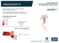 MA Congressional District 07 Heart Disease and Federally Qualified Health Centers Map 118th Congress