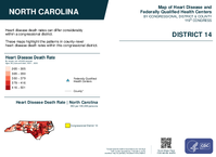 NC Congressional District 14 Heart Disease and Federally Qualified Health Centers Map 119th Congress