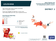 LA Congressional District 02 Heart Disease and Federally Qualified Health Centers Map 118th Congress