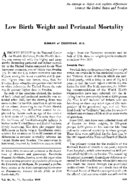 Low Birth Weight And Perinatal Mortality