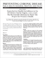 Reproductive Health Surveillance in the USMexico Border Region 20032006 The BrownsvilleMatamoros Sister City Project for Womens Health