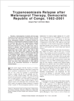 Trypanosomiasis Relapse after Melarsoprol Therapy Democratic Republic of Congo 19822001