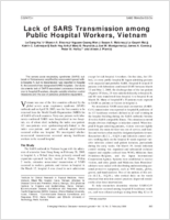 Lack of SARS Transmission among Public Hospital Workers Vietnam
