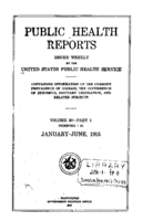 Public Health Reports  v 30 part 1 numbers 126 JanuaryJune 1915  index