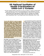 US National Institutes of Health Prioritization of SARSCoV2 Variants