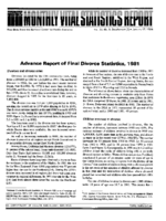 Advance Report of Final Mortality Statistics Advance Report of Final Divorce Statistics 1981 January 17 1984