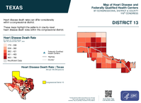 TX Congressional District 13 Heart Disease and Federally Qualified Health Centers Map 119th Congress