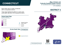 CT Congressional District 03 Stroke and Federally Qualified Health Centers Map 119th Congress