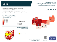 OH Congressional District 04 Heart Disease and Federally Qualified Health Centers Map 118th Congress