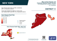 NY Congressional District 11 Heart Disease and Federally Qualified Health Centers Map 119th Congress