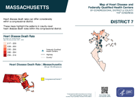 MA Congressional District 07 Heart Disease and Federally Qualified Health Centers Map 119th Congress